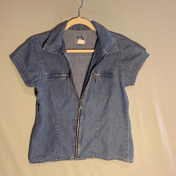 VINTAGE LA BLUE JEANS ZIP UP TOP - Picture 2 of 6